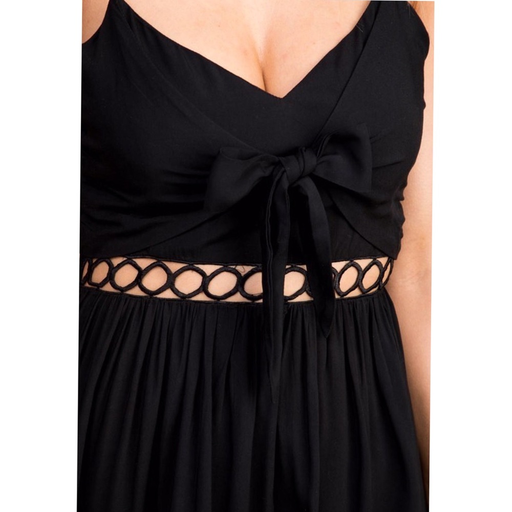Tie Front Lace High Low Maxi Dress Black - Picture 5 of 8